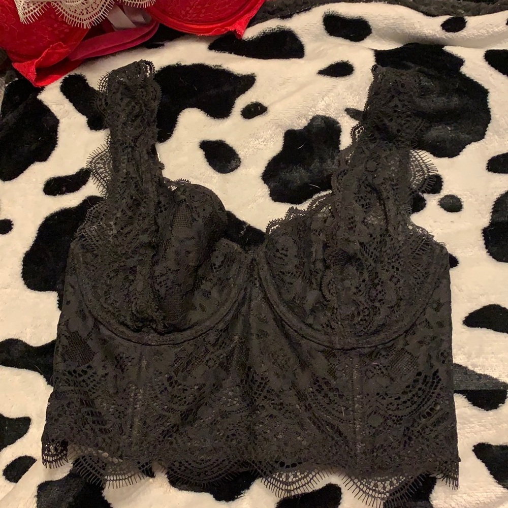 NWT black underwired bustier 32D